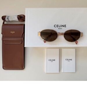 100% Authentic Celine Triomphe Metal Brown Sunglasses with Case.